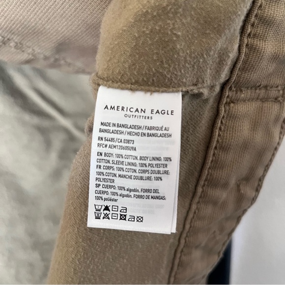 American Eagle Corduroy Cotton Lined Inside Trucker Jacket Khaki Men’s - Picture 9 of 11